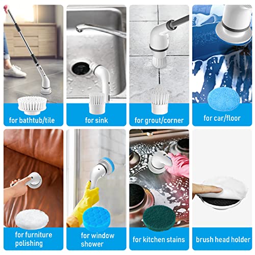 Electric Spin Scrubber,Cordless Scrubber Cleaning Brush With 7 Replaceable Brush Heads,2 Speeds Power Scrubber Brush For Bathroom,Tub,Floor,Car,Tile,Black #TOP3