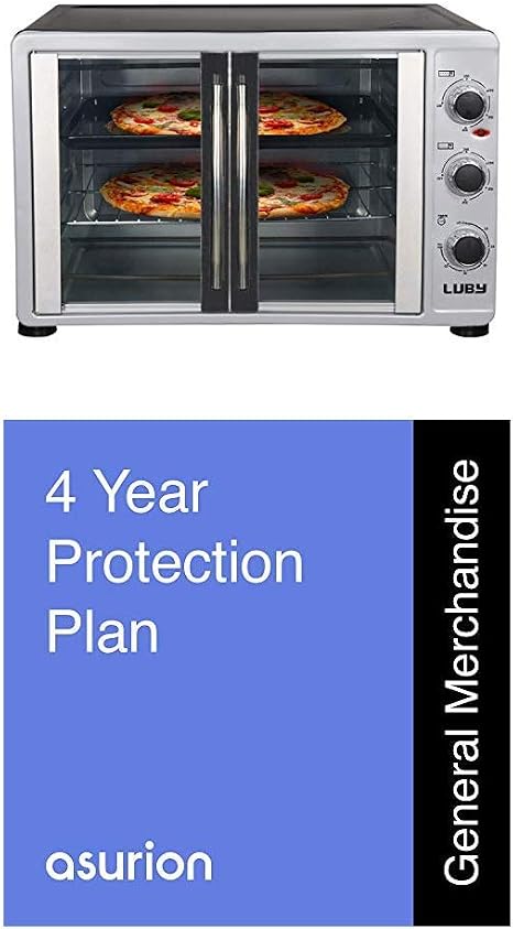Amazon.com: BUNDLE Luby horno tostador extragrande, 18 rebanadas, pizza de  14.0 in, Turquía, 20.0 lbs, plata, acero inoxidable + Asurion : Hogar y  Cocina