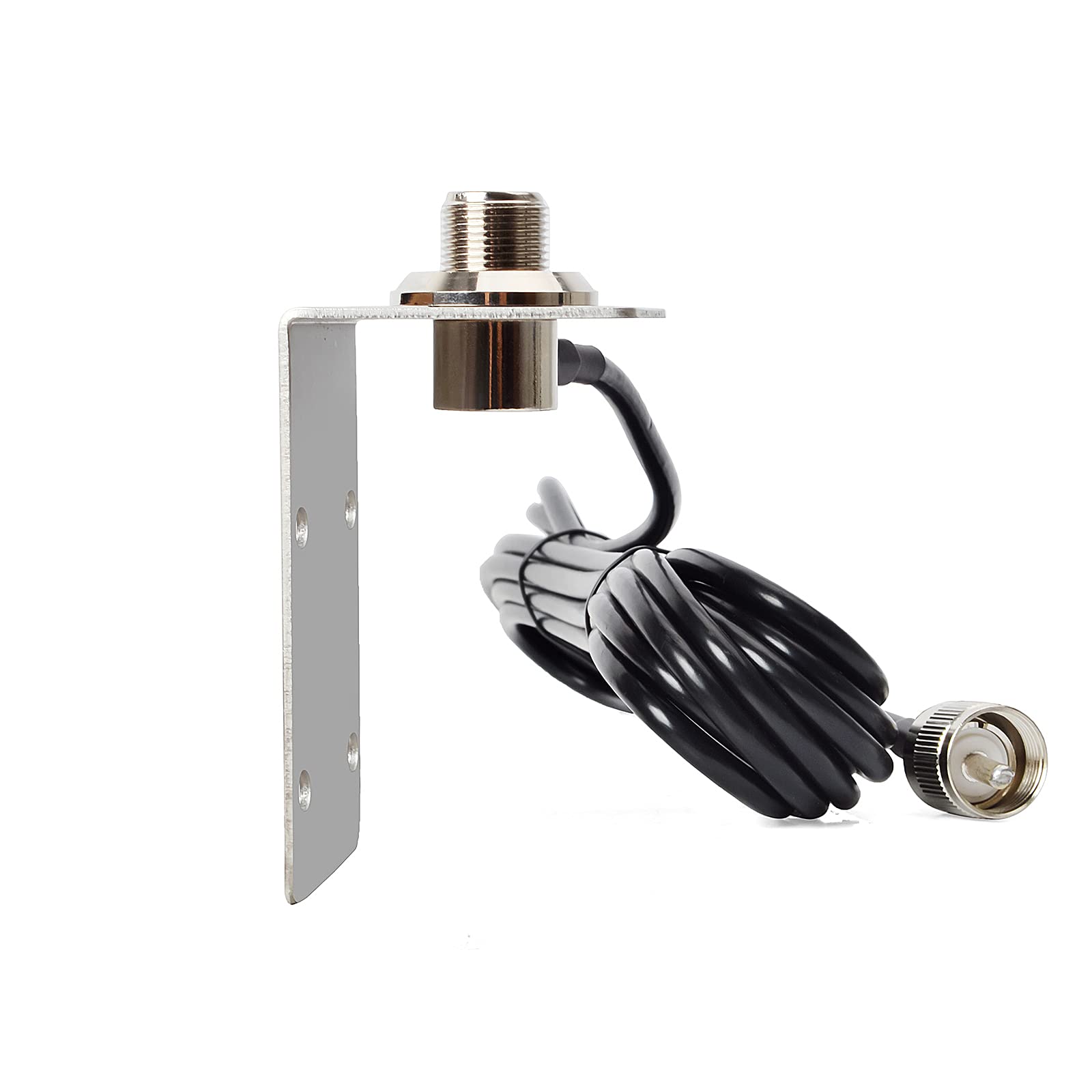 Antenne VHF en Caoutchouc Marine Alimentation coaxiale RG58 5 mètres (connecteur PL-259) Antenne VHF avec Support en L, Yacht, Camion, Camping-Car, Bateau de croisière