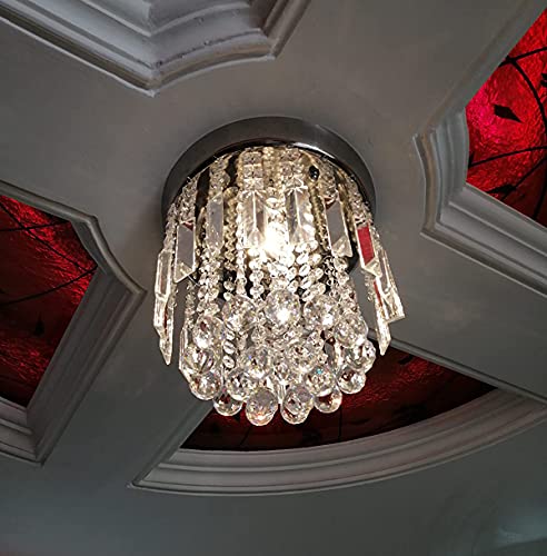 Image of GA Crystal Glass Chandelier /Ceiling Light, Led Light, Crystal Chandelier for Banquet Hall, Living Room, Restaurants, Hotels, Temples (35cm, Yellow)