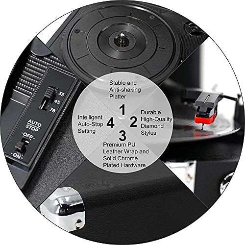 Tourne-Disque Vinyle Bluetooth Tourne-Disque 3 Vitesses Tourne-disques Vintage avec Haut-parleurs Stéréo Entraînement par Courroie Portable Nostalgique Phonogra - Les Beatles, Paul McCartney, John Lennon, RIngo Starr, George Harrison Tourne-Disque Vinyle Bluetooth Tourne-Disque 3 Vitesses Tourne-disques Vintage avec Haut-parleurs Stéréo Entraînement par Courroie Portable Nostalgique Phonogra – Image 4