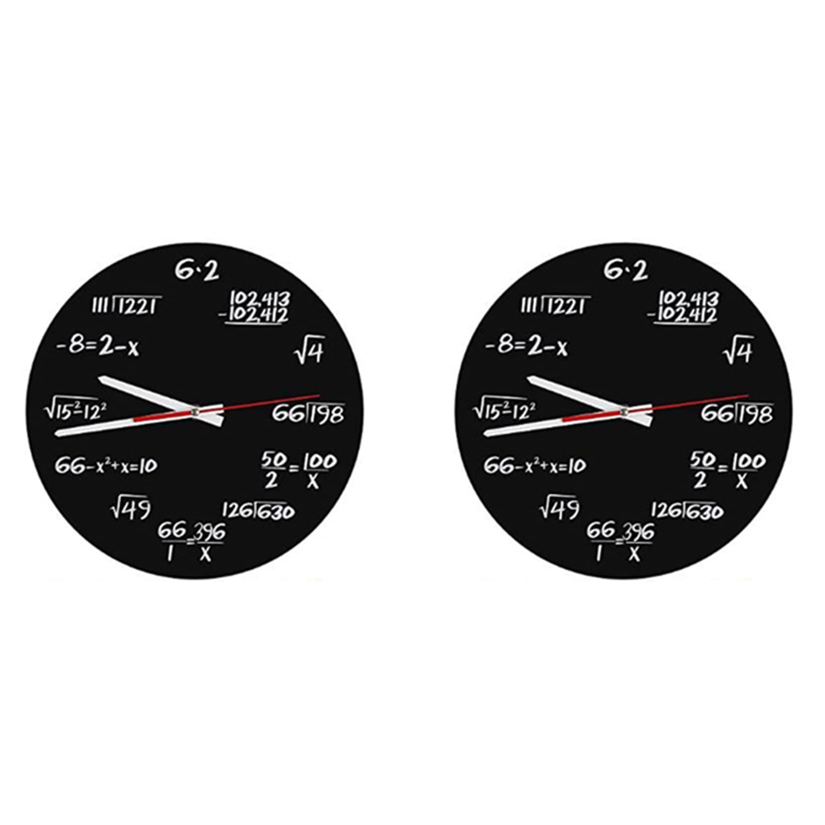 Hndhbfgrt 2X Math Wall Clock, Math Formulas Clock Quiz Clock in Black And White Math Equation Clock for Home,