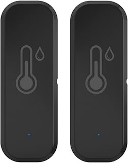 WiFi Temperature and Humidity Sensor,Compatible with Alexa and Google Home,No Hub Required,for Home,Baby Rooms,Greenhouses Accessories,Garages Black 2Pack(No Include Battery)
