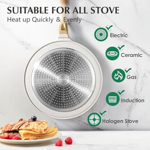 SENSARTE Crepe Pfanne 30cm, Weiß Schweizer Keramikschicht Antihaftpfanne – Ansicht 3
