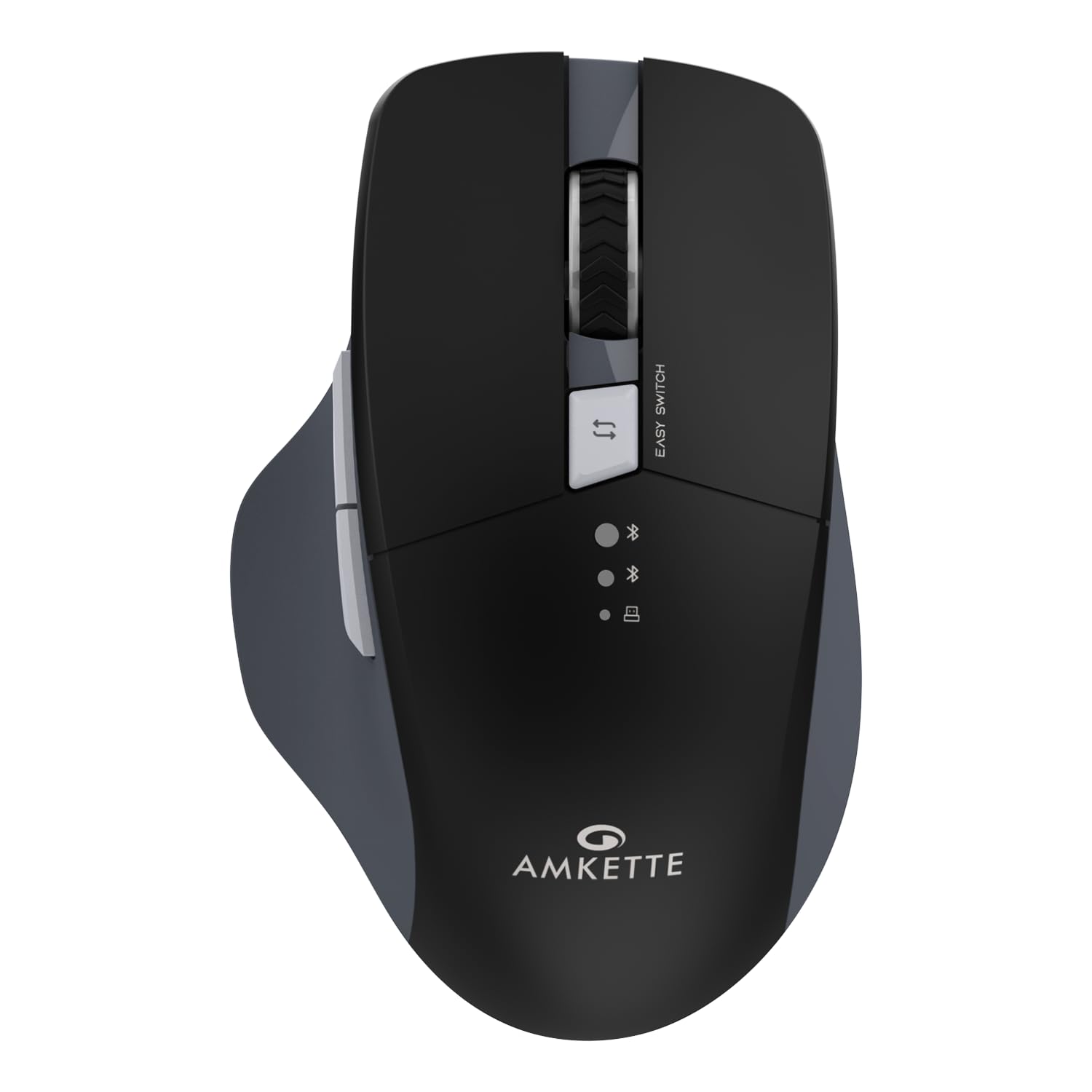 Amkette Hush Pro Epic M Rechargeable Wireless Mouse/Bluetooth Mouse | 3 Device Connectivity with Bluetooth and USB 2.4 GHz with Easy Switching, Silent Switches, Ergonomic Design, Upto 3200 DPI (Black)