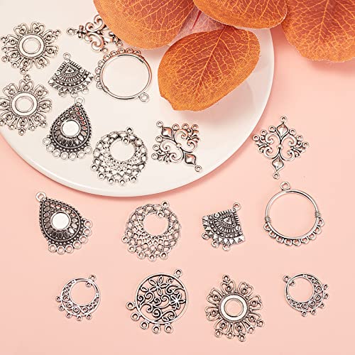 Kitbeads 60Pcs Mixed Styles Chandelier Charms Vintage Flower Shape Tibetan Connectors Antique Silver Filigree Connectors For Jewelry Making Earrings #TOP3
