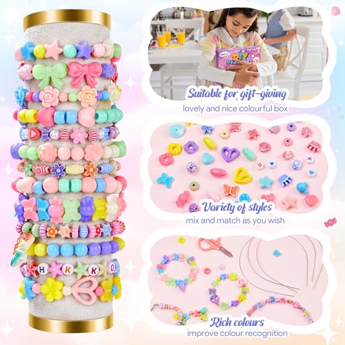 UPDOKIT Geschenk für Mädchen, 2 Boxen Perlen zum Auffädeln Kinder, DIY Armbänder Selber Machen Craft Set… – Ansicht 6