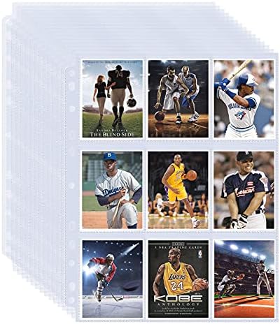 540 Pockets Card Sleeves Binder Sheets, Baseball Card Sleeves Pages for 3 Ring Binder, 9 Pocket Page Protector for Trading Cards, Sport Cards, Coupon, Game Cards, Business Cards, 30 Pages