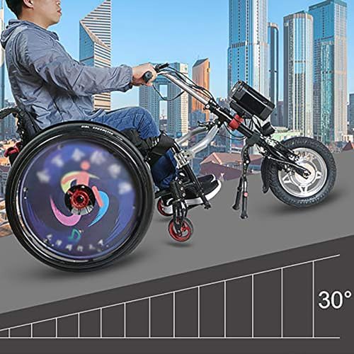 Accesorio eléctrico para silla de ruedas, motor de 250 W con alcance de 40 km, 3 ajustes de velocidad, incluye altavoz y luz LED para una mayor movilidad