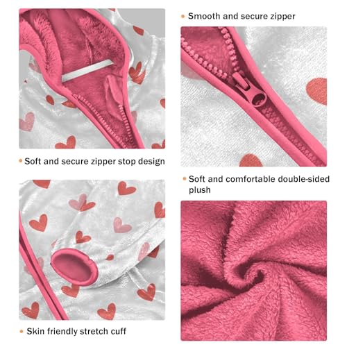 OTVEE Valentine Pink Heart Pattern Kids Hoodie Jacket Fall Spring Full Zip Warm Outwear Coats3