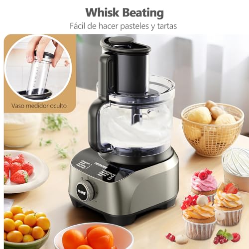 Miniatura 7 de Yashe Procesador De Alimentos 1300w, Robot De Cocina Multifunción Con Accesorios Incluidos: Amasador, Licuadora, Exprimidor Y Molinillo De Café, Capacidad 2.5 Litros, 3 Velocidades, Función Pulse