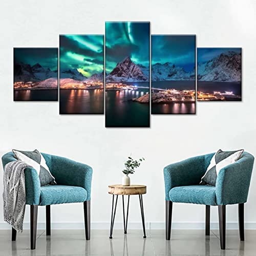 Impresión de lienzo de auroras boreales para imágenes modulares 3