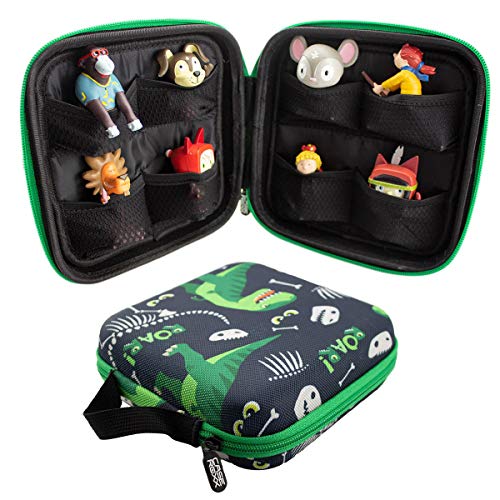 caseroxx Transporttasche für Tonie Figuren in Dinosauriermuster- schwarz, Transport Aufbewahrung Etui Hülle Schutz