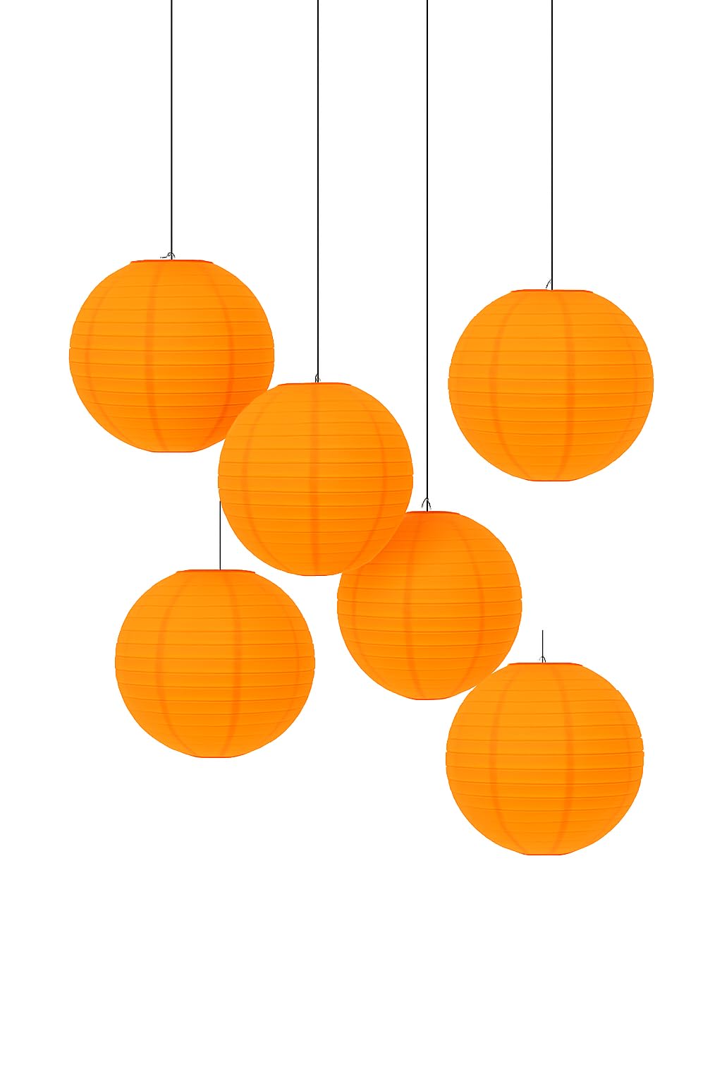 Set of 6 Matissa Round Paper Lanterns 10.2cm, 20.3cm, 30.5cm, 40.6cm, 40.6cm, 18cm (Orange, 25cm) — image 1