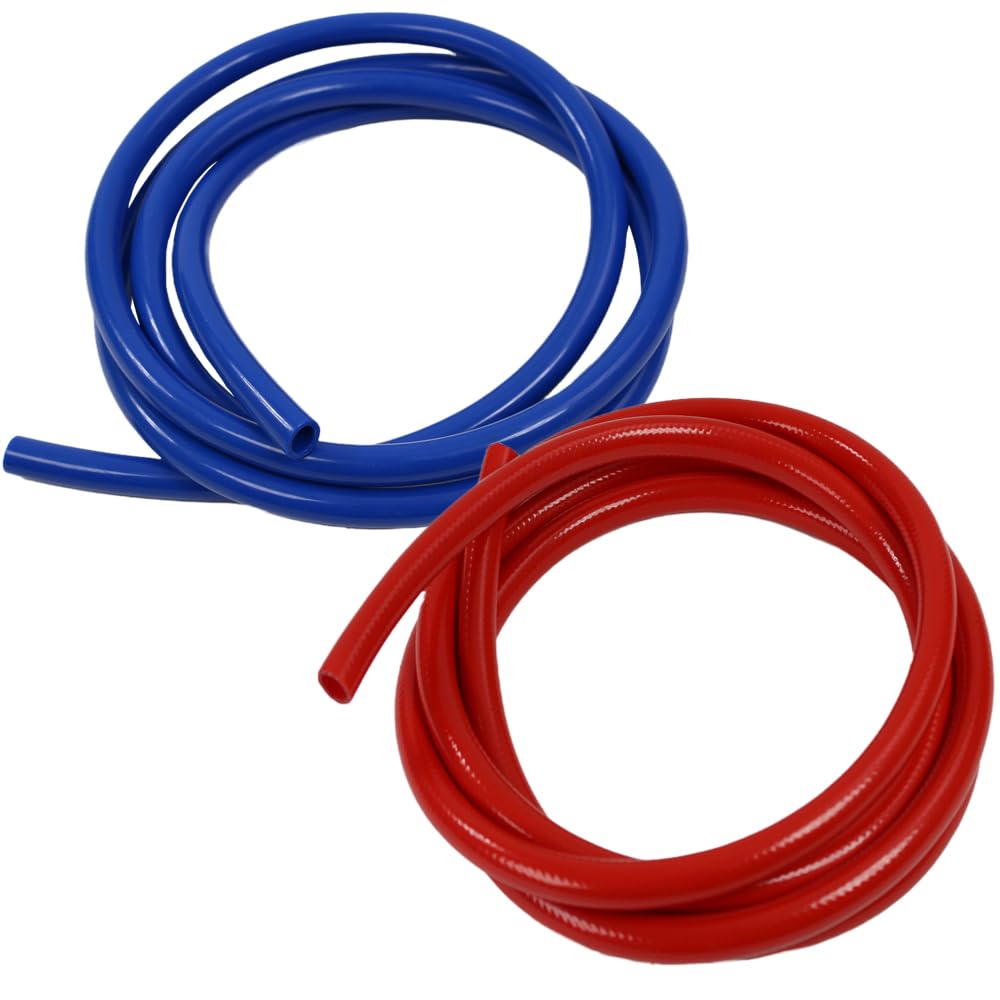 Lot de 2 tuyaux d'eau potable pour eau chaude et froide - 2,5 m - 10 x 2 mm - Pour camping-car, caravane, camping - Rouge et bleu