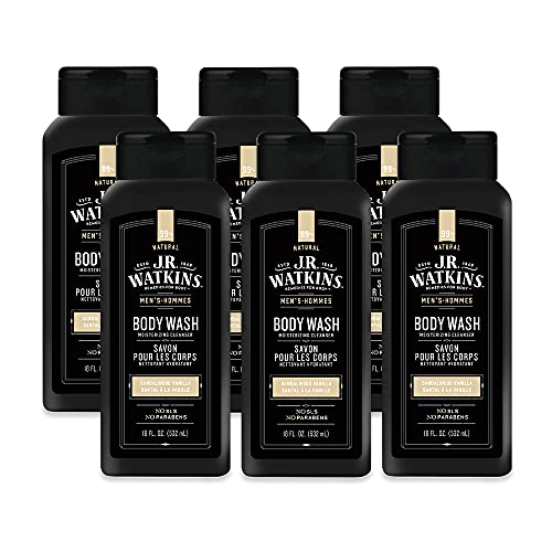 J.R. Watkins Men's Body Wash, Sandalwood Vanilla, 18 fl oz, 6 Pack