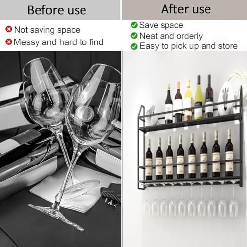 Soporte para botellas de vino de pared 60x12x62cm negro miniatura 4