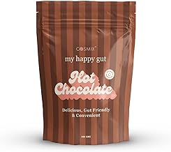 Cosmix My Happy Gut Hot Chocolate | For Improved Digestion & Overall Gut Health | Zero Refined Sugar, No Preservatives | Plant Based | Just add water & Enjoy | 200 gm - Makes upto 14 Cups