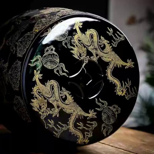 Tabouret en Céramique Décorative avec Motif de Dragon Doré - 6