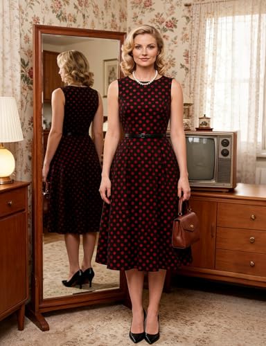 Image of Simple Flavor Women's Vintage Dress Sleeveless O-Neck Party Cocktail Dress