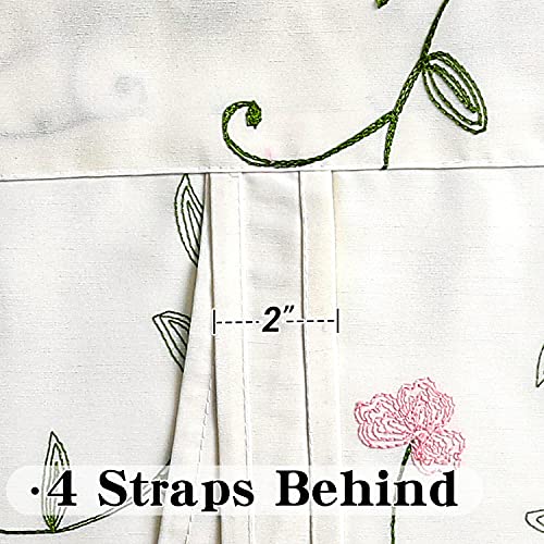 Wubodti Beige Kitchen Curtains Tie Up Balloon Shades 63 Inch Length, Room Darkening Cream Embroidered Floral Curtain Valance For Small Windows Bedroom Living Room Farmhouse Bathroom Home Decor #TOP4