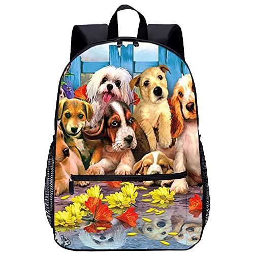 Sac à dos mode adolescent chien 3D scolaire 45x30x15cm polyvalent
