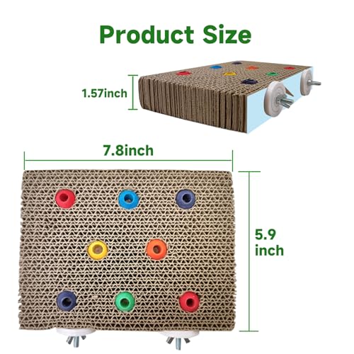 Image of 2PCS Bird Chew Toys Parrot Cardboard Perch for Cage Bird Resting Platform Stand with Colorful Beads Parrot Playground Exercise Toys Parakeets Cage Accessories for Conures, Budgies