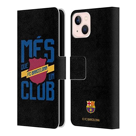 Head Case Designs Officiellt Licensierade FC Barcelona Més Que Un Club Culé Läder Book Plånboksfodral Kompatibelt med Apple iPhone 13