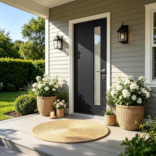 Fiberglass Entry Door 36 x 80 in, Frosted Glass, Left Inswing, Black