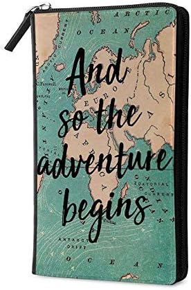 Qrioh Adventure Begins Travel Multi Passport Holder Zipper Wallet