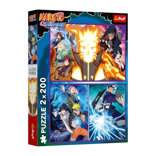Trefl - Puzzle 2 in 1: Naruto Shippuden, Ninja del Villaggio della Foglia Nascosta - 2 x 200 pezzi - Set di due puzzle per adolescenti