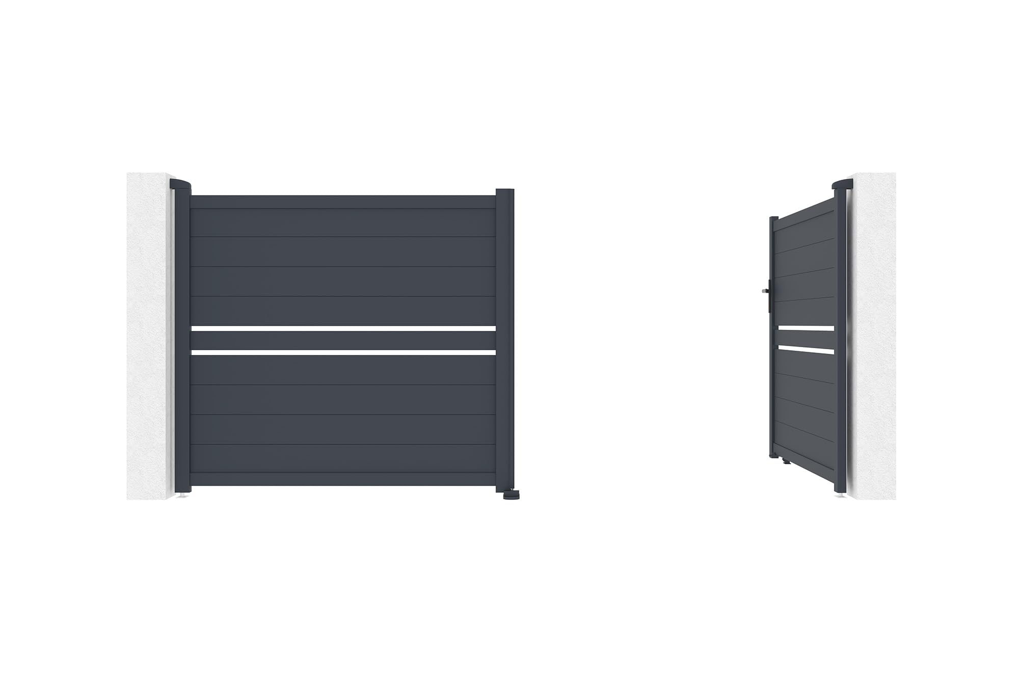 Casanoov Portail Battant CIMONE 3,5x1,60m Aluminium Gris Anthracite – Portail Double Battant Semi-Ajouré – Robuste Inoxydable Résistant Intempéries – Montage Facile Clôture Jardin Sécurisée 350x158cm