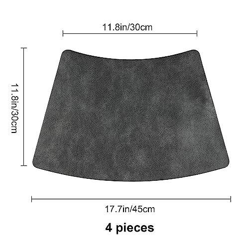 fanquare PU Round Placemats 48x30 cm Cowhide Grain place mats for Dinning Table Washable Grey Wedge Shaped Table Mats Pack of 4 - Image 2