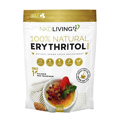 Erythritol GOLD 1kg (2 x 500g) by NKD Living - Natural Brown Sugar Alternative with Stevia