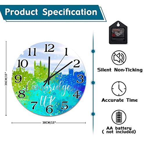 Horloge murale Cambridge silhouette design arc-en-ciel chic - 7