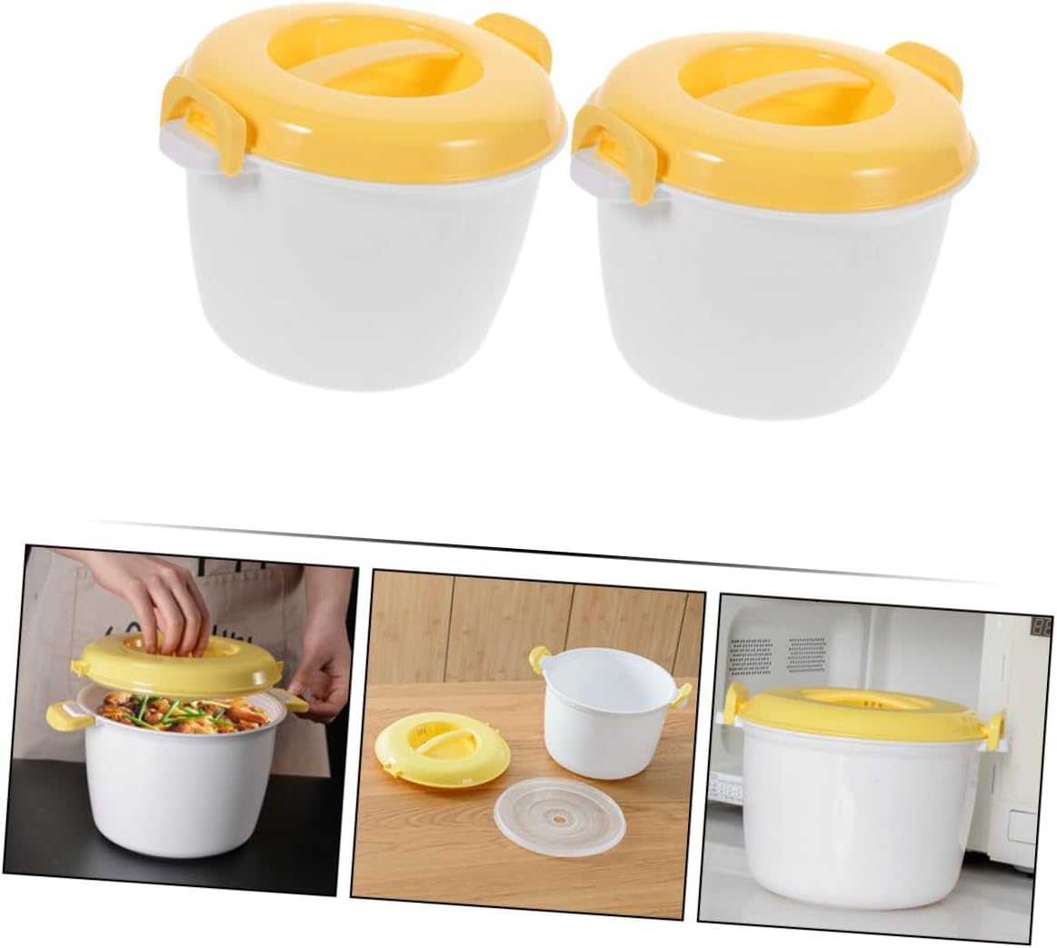 2pcs Rice Cooker for Microwave Insulated Lunch Box Thermal Rice Maker for Home Office
