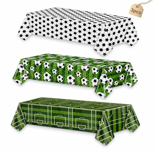 Chris.W Soccer Table Cloth 3Pcs - Soccer Birthday Party Decorations