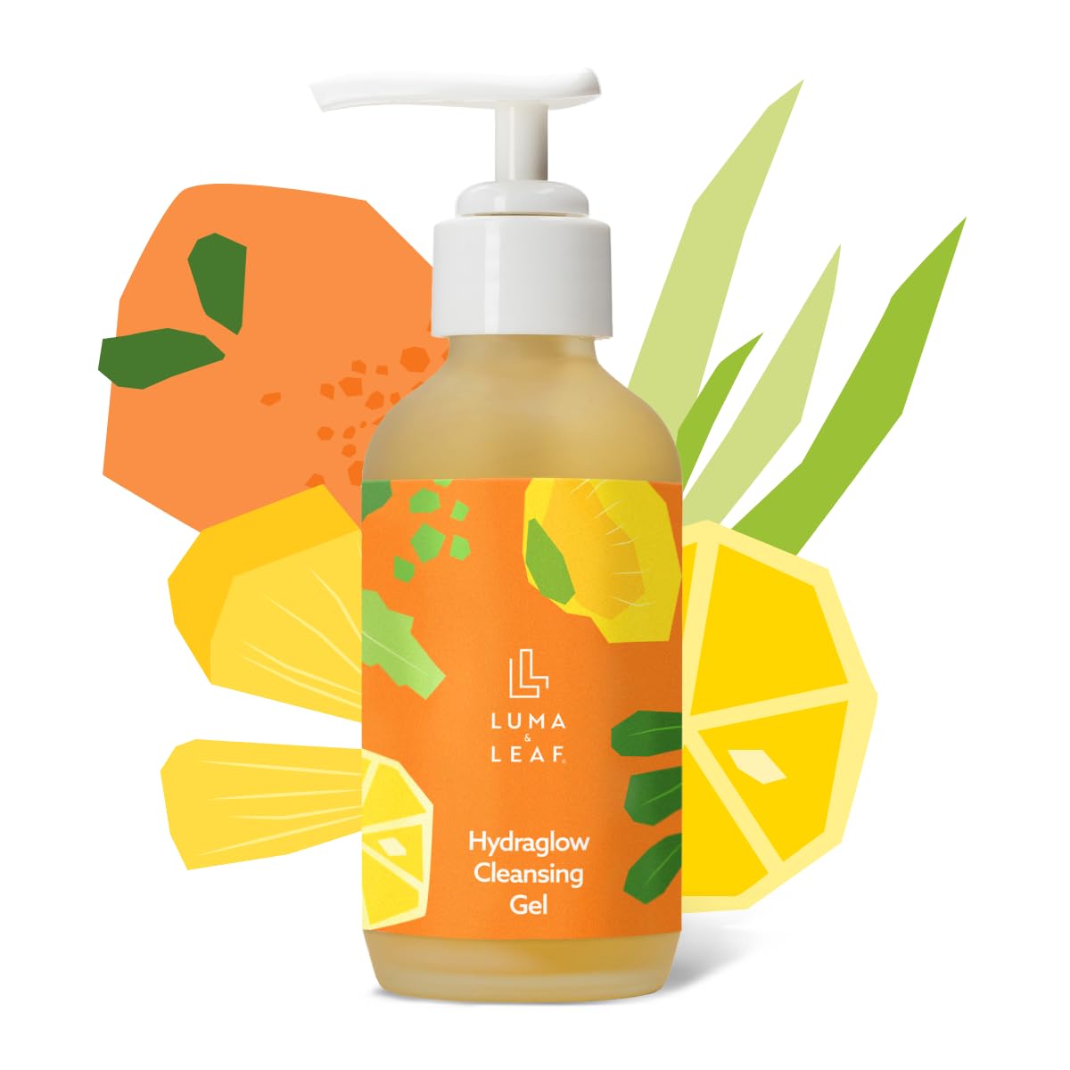 LUMA & LEAF Hydraglow Brightening Face Wash with Hyaluronic Acid | Gentle Daily Exfoliating Gel Cleanser for Dull Skin & Dark Spots | For All Skin Types | 3.8 fl oz