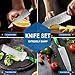 XYJ Authentic Since1986,Professional Knife Sets for Master Chefs,Knife Set with Bag,Case, Scissors,Culinary Kitchen Butcher Knives,Cooking Cutting,Damascus Laser Pattern (Green)