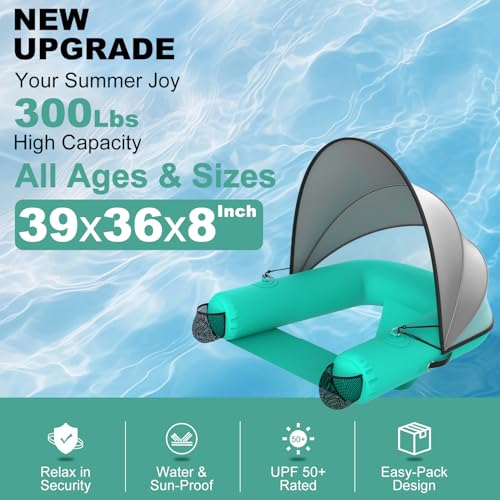 Image of Pool Float with Canopy Adult|UPF50+ Float with Shade|Pool Chair for Lake