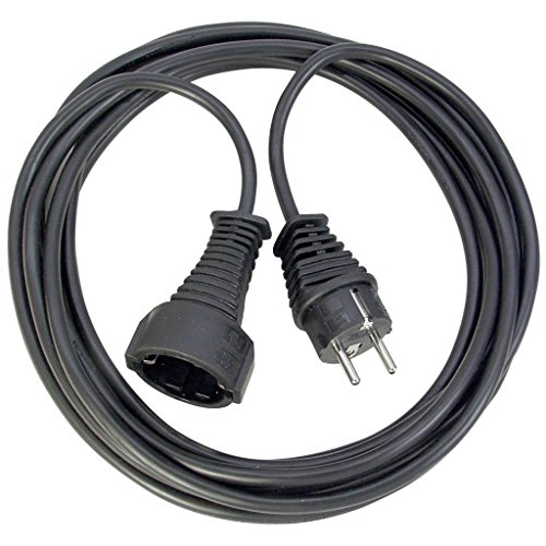 Brennenstuhl Cable alargador de Goma de Calidad de 10 m (IP44, Cable para Exteriores) Negro
