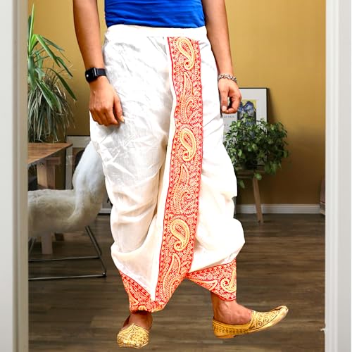Image of Men's Ready to Wear Pant System MARWADI Embroidered Dhoti for Marriage, Party, Pooja, Festival etc. (GC009)