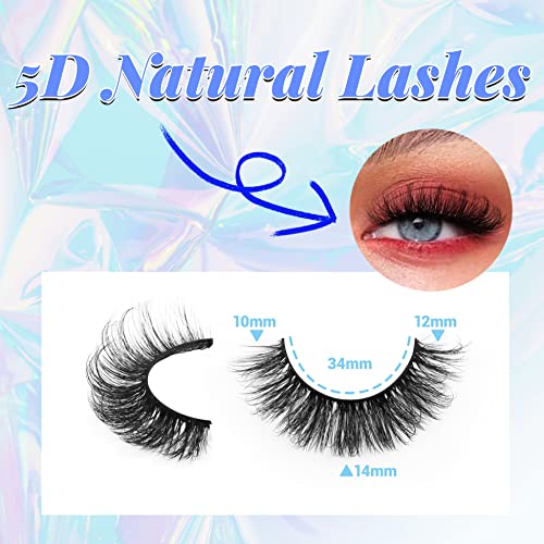Wispy False Eyelashes Mink Lashes Natural Look 5D Volume Fluffy Eye Lashes Pack Like Extensions 14Mm 10 Pairs Soft Short Fake Eyelashes Pack By Tnfvloneins #TOP2