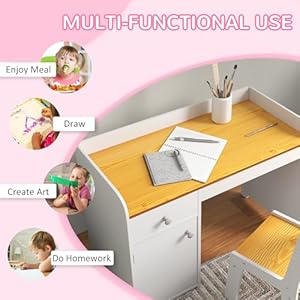 Qabakidsdeskandchairsetwithstoragedrawerstudydeskwithchairforchildrenforartscraftssnacktimehomeschoolinghomeworkwhite  Urban Country Home Decor Qaba kids desk and chair set with storage drawer study desk with chair for children for arts crafts snack time homeschooling homework white  urban country home decor