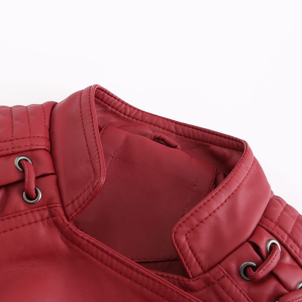 YYNUDA - Chaqueta de moto, para mujer, de piel sintética y estilo vintage