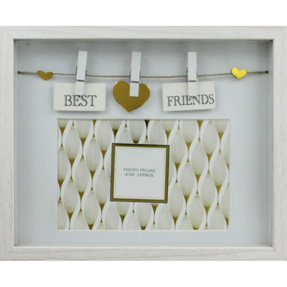 Buy Best Friends White and Gold Wooden Box 4 x6 Photo Frame Freestanding Wall able Single