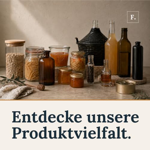 Foto von Flaschenbauer - Milchflaschen 1 Liter 8er Set - Glasflaschen zum Befüllen, weiße Glasflasche mit Twist-Off Deckel TO48 & Ersatzdeckel, Saftflaschen, Smoothie Flasche, Vorratsflaschen, Made in Germany