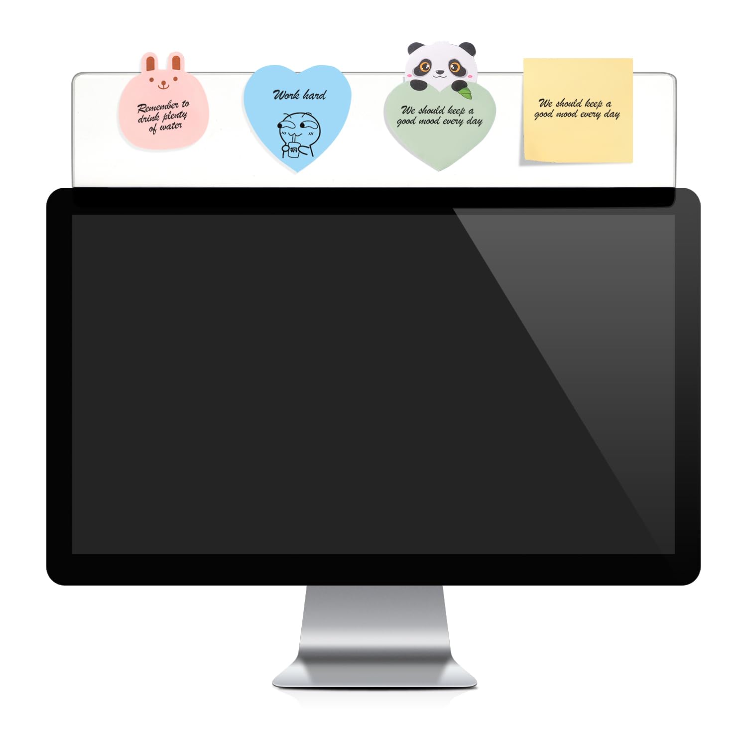 2 Pieces Monitor Memo Board Top Mount,18“ Monitor Sticky Note Holder,Universal Transparent Sticky Notes Memo Pad,Sticky Boards,Message Board for Computer Monitors