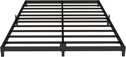 Miniatura 8 de Marco de cama de 6 pulgadas, tamaño Queen de perfil bajo, plataforma de metal, base de cama baja de soporte resistente, marco de cama de perfil