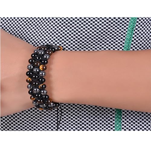 Civison Multi-Layer Protection Bracelet - Handmade Tiger Eye Hematite Obsidian for Men & Women | Chinese Cultural Elastic Natural Stone Woven Bangle Gift4